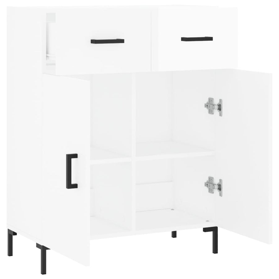 Dressoir 69,5X34X90 Cm Bewerkt Hout Hoogglans Wit