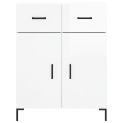Dressoir 69,5X34X90 Cm Bewerkt Hout Hoogglans Wit