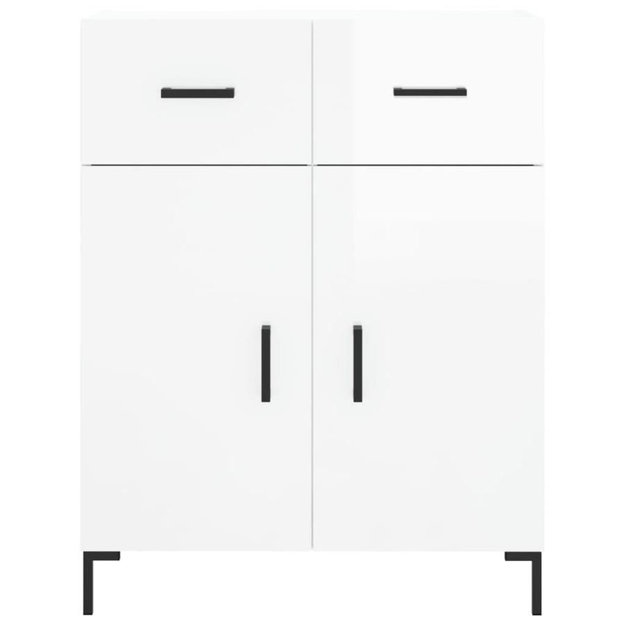 Dressoir 69,5X34X90 Cm Bewerkt Hout Hoogglans Wit
