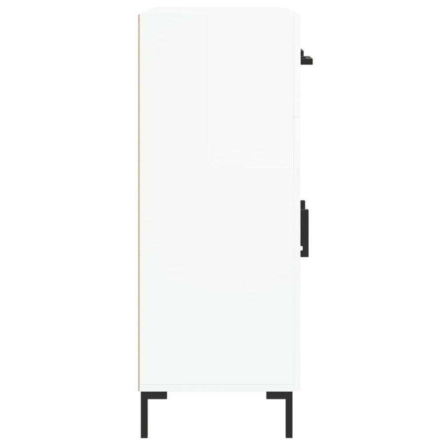 Dressoir 69,5X34X90 Cm Bewerkt Hout Hoogglans Wit