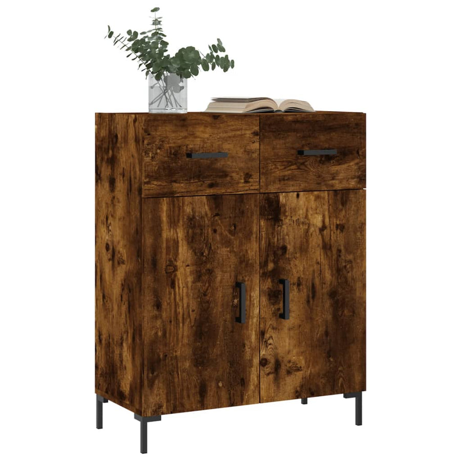Dressoir 69,5X34X90 Cm Bewerkt Hout Gerookt Eikenkleurig
