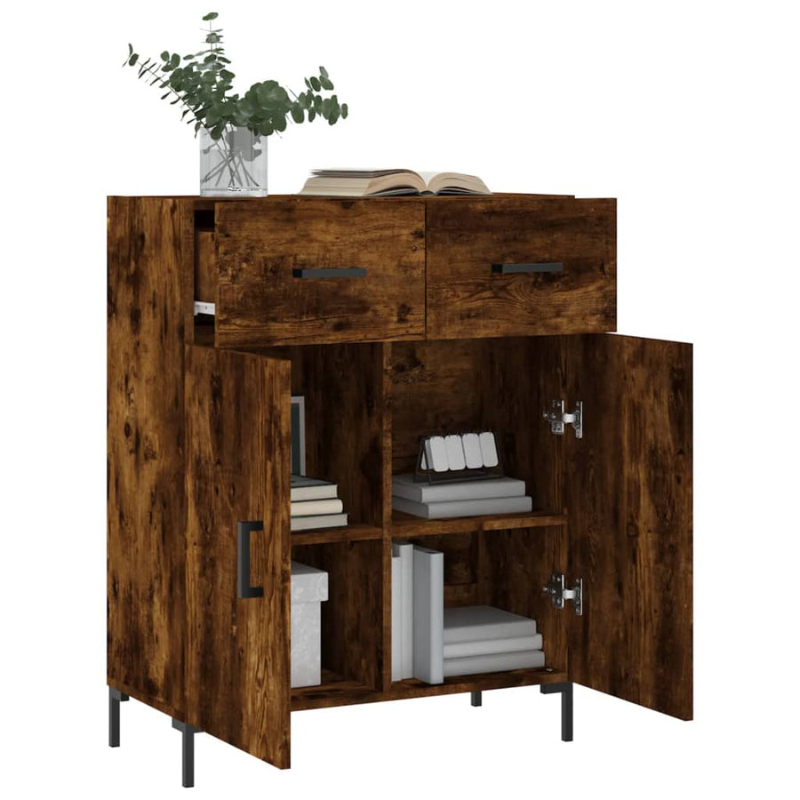 Dressoir 69,5X34X90 Cm Bewerkt Hout Gerookt Eikenkleurig