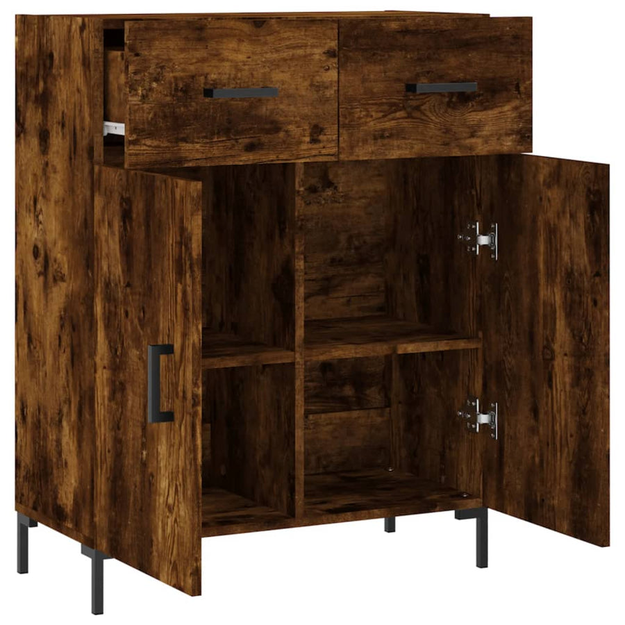 Dressoir 69,5X34X90 Cm Bewerkt Hout Gerookt Eikenkleurig