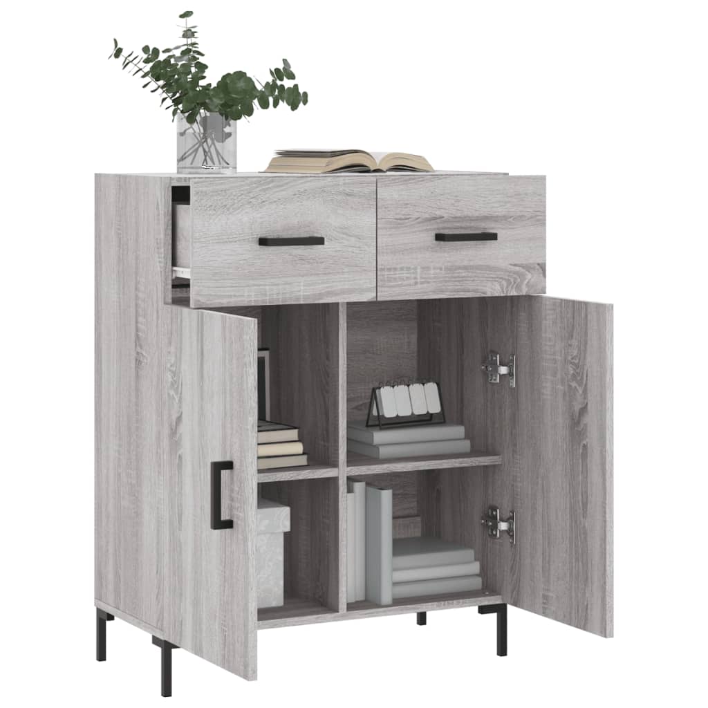 Dressoir 69,5X34X90 Cm Bewerkt Hout Eikenkleurig Grijs sonoma