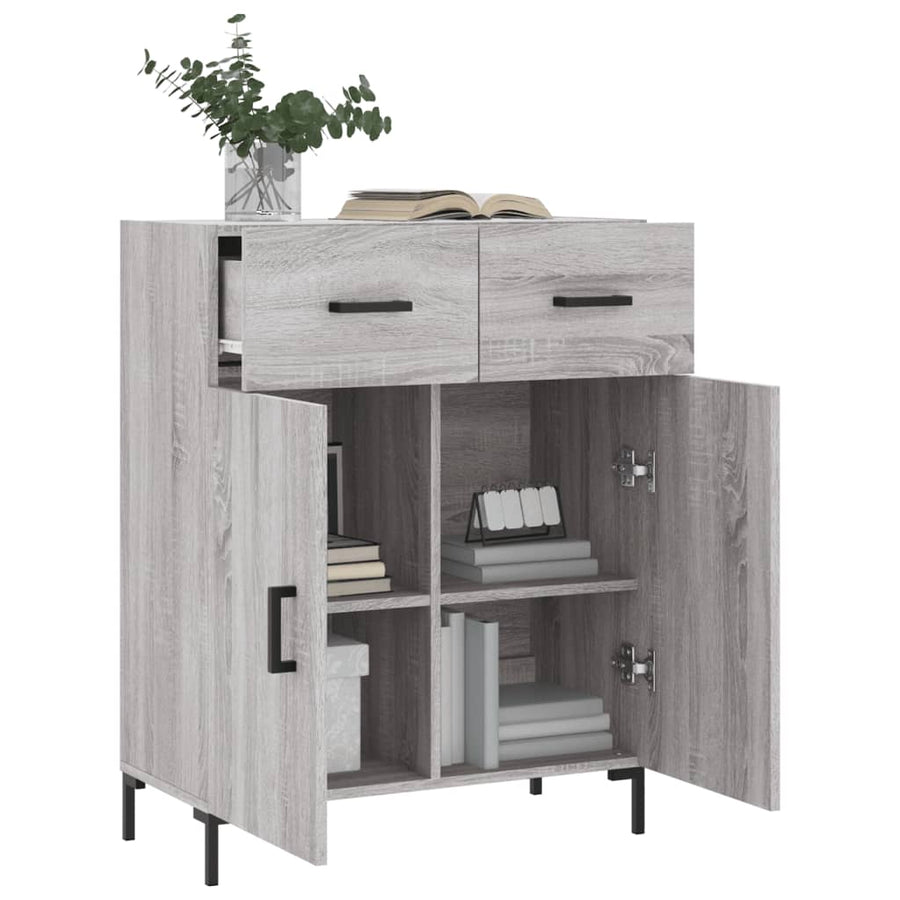 Dressoir 69,5X34X90 Cm Bewerkt Hout Eikenkleurig Grijs sonoma