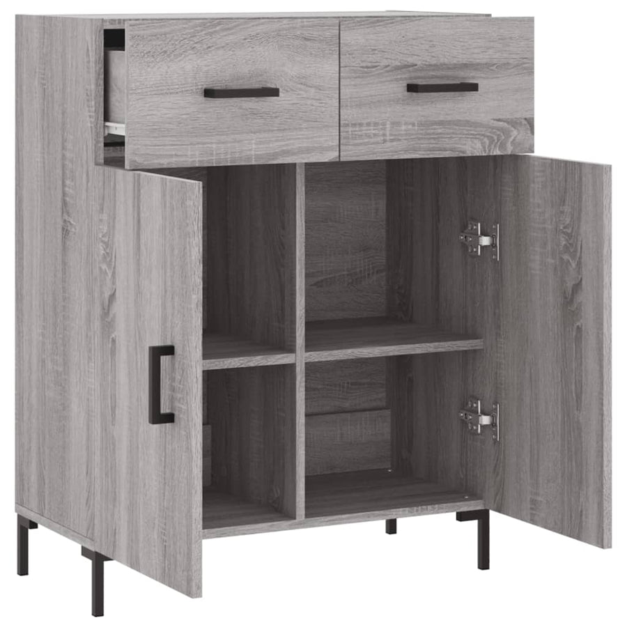 Dressoir 69,5X34X90 Cm Bewerkt Hout Eikenkleurig Grijs sonoma