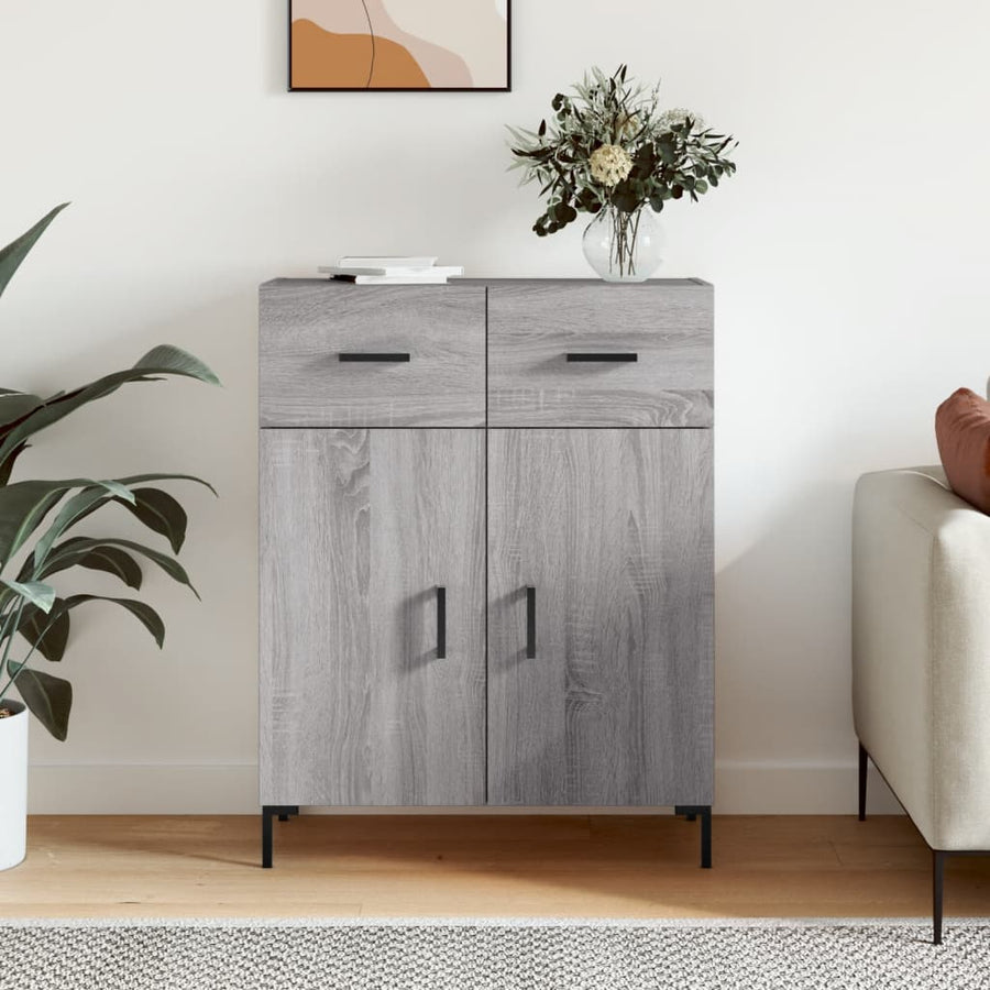 Dressoir 69,5X34X90 Cm Bewerkt Hout Eikenkleurig Grijs sonoma