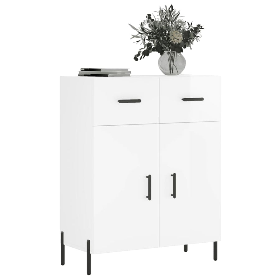 Dressoir 69,5X34X90 Cm Bewerkt Hout Hoogglans Wit