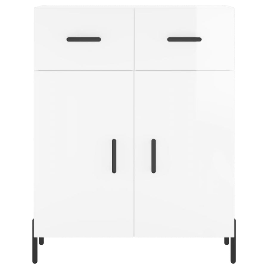 Dressoir 69,5X34X90 Cm Bewerkt Hout Hoogglans Wit
