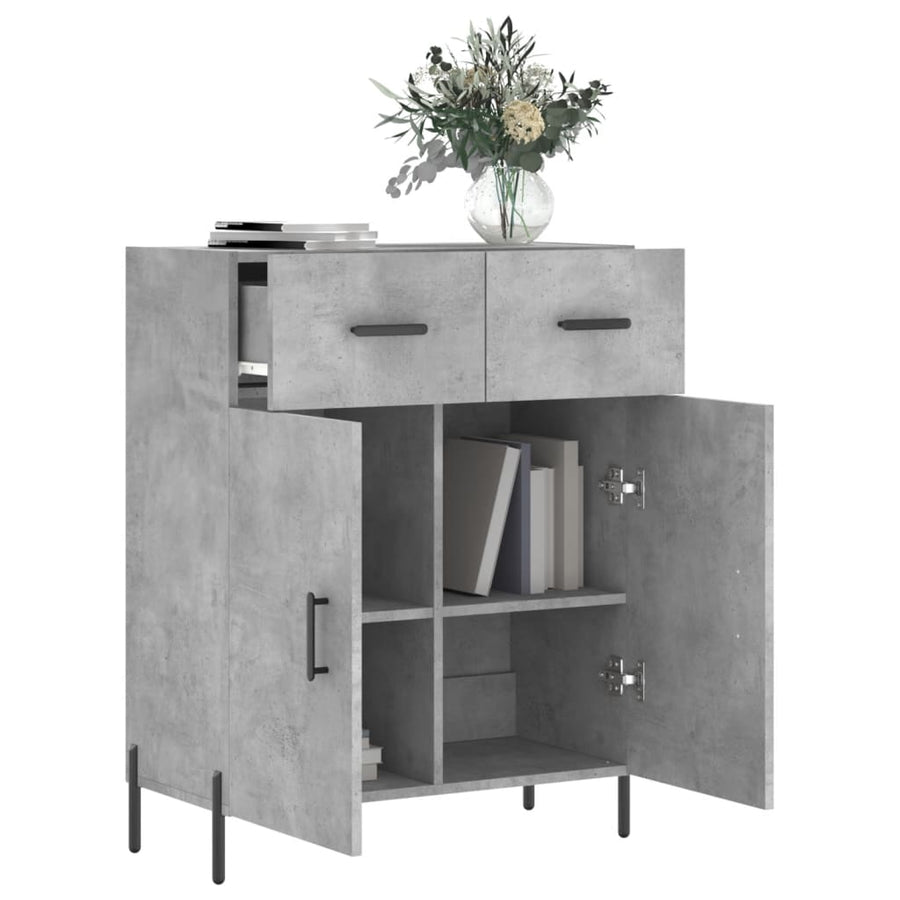 Dressoir 69,5X34X90 Cm Bewerkt Hout Betongrijs