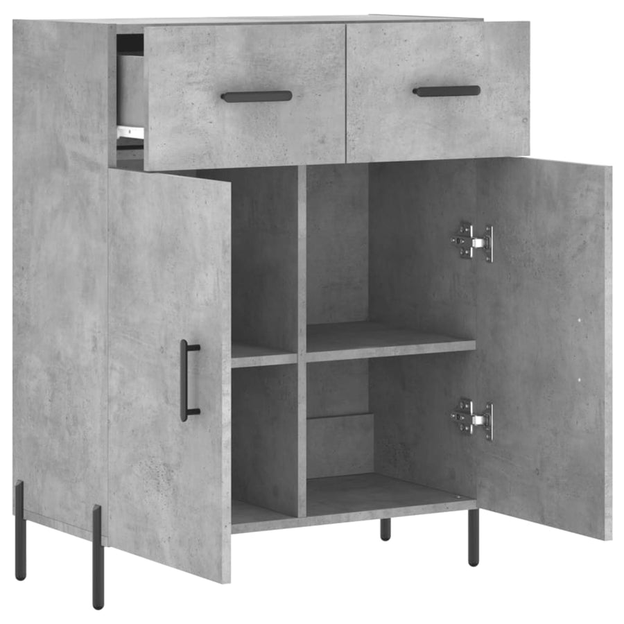 Dressoir 69,5X34X90 Cm Bewerkt Hout Betongrijs