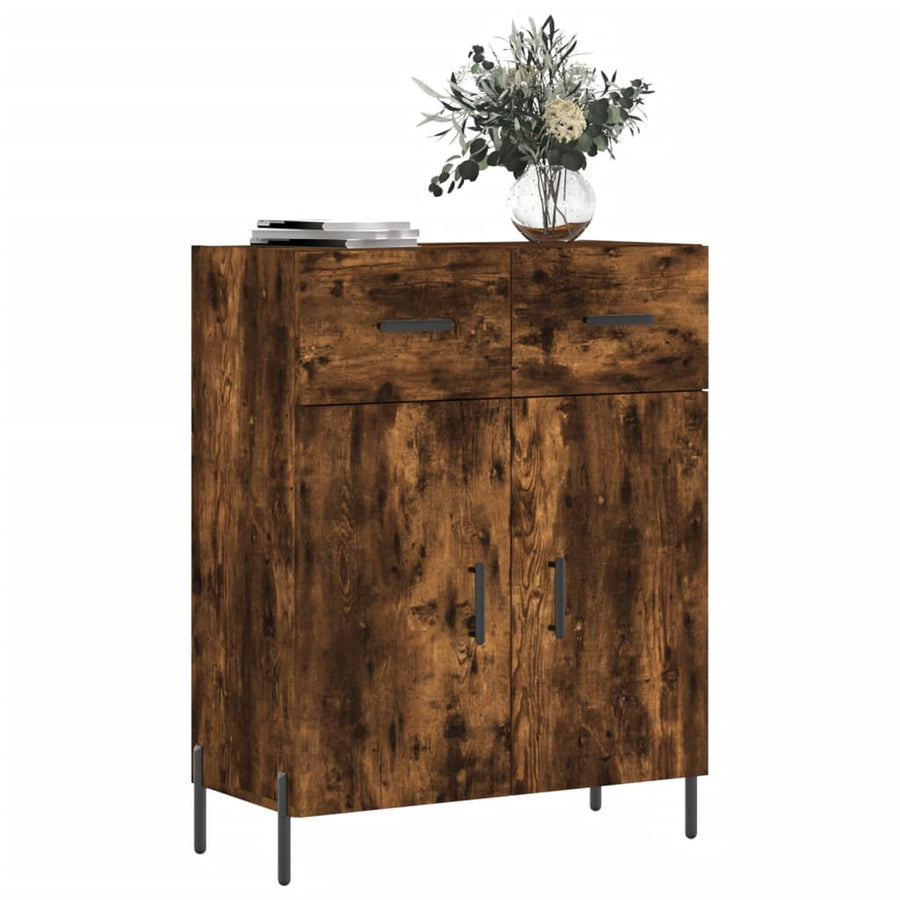 Dressoir 69,5X34X90 Cm Bewerkt Hout Gerookt Eikenkleurig