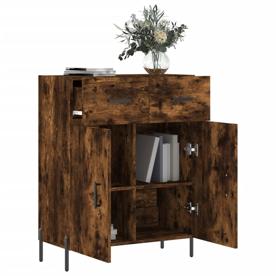 Dressoir 69,5X34X90 Cm Bewerkt Hout Gerookt Eikenkleurig