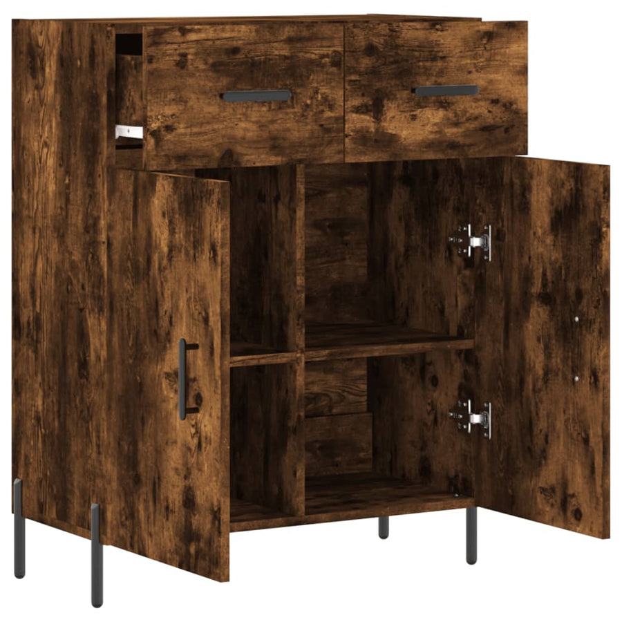 Dressoir 69,5X34X90 Cm Bewerkt Hout Gerookt Eikenkleurig
