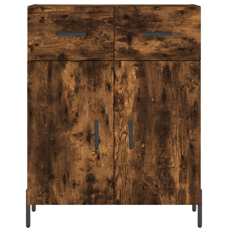 Dressoir 69,5X34X90 Cm Bewerkt Hout Gerookt Eikenkleurig