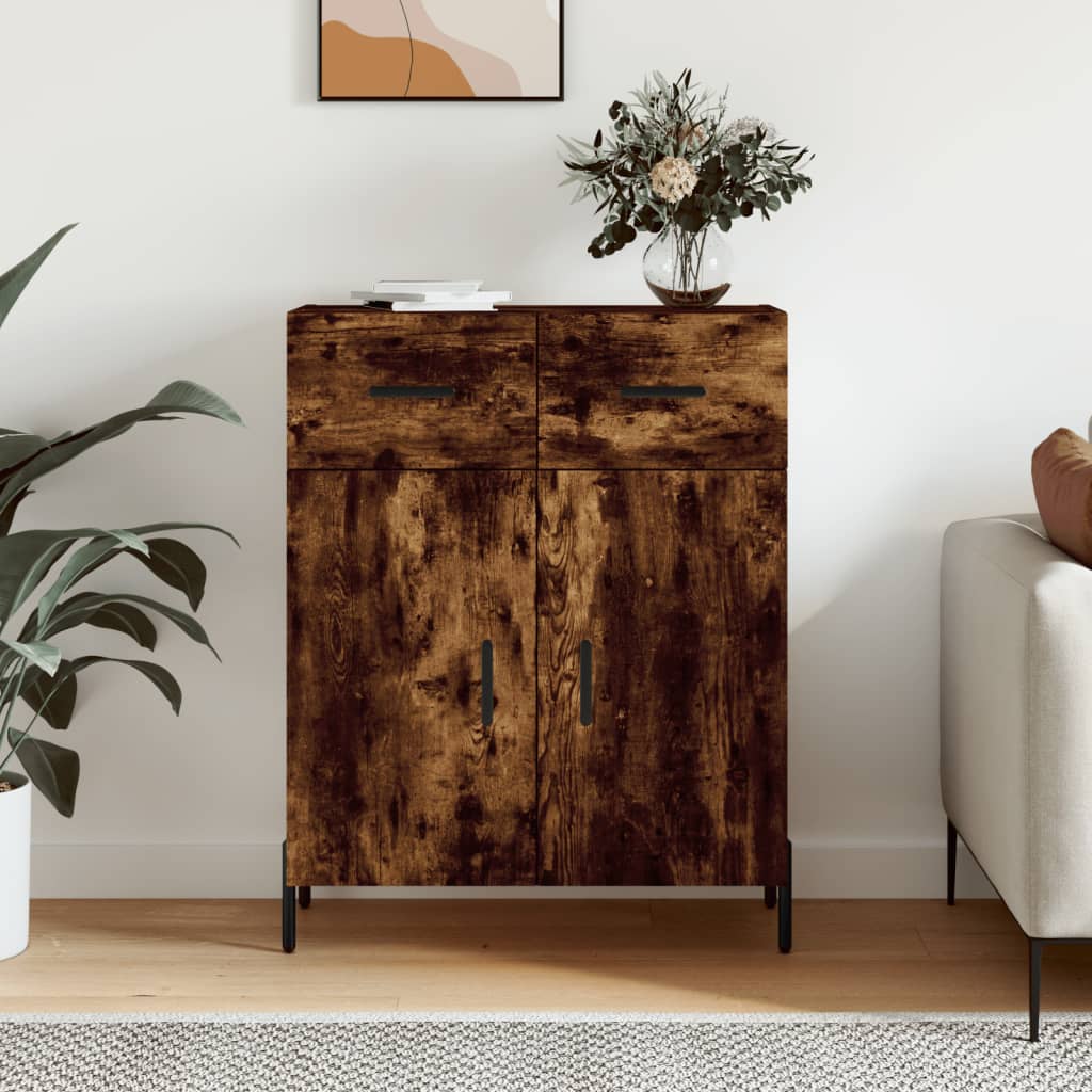 Dressoir 69,5X34X90 Cm Bewerkt Hout Gerookt Eikenkleurig
