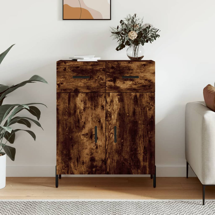 Dressoir 69,5X34X90 Cm Bewerkt Hout Gerookt Eikenkleurig