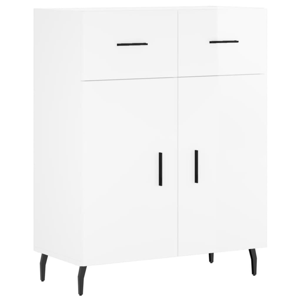 Dressoir 69,5X34X90 Cm Bewerkt Hout Hoogglans Wit