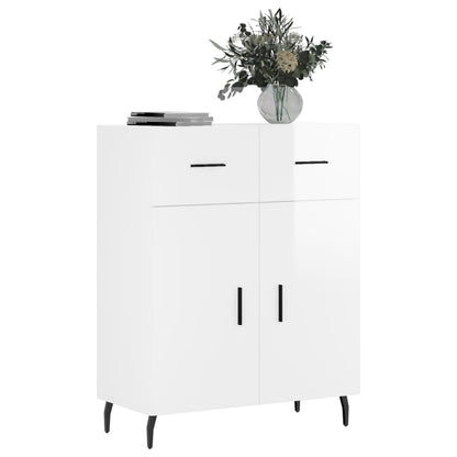 Dressoir 69,5X34X90 Cm Bewerkt Hout Hoogglans Wit