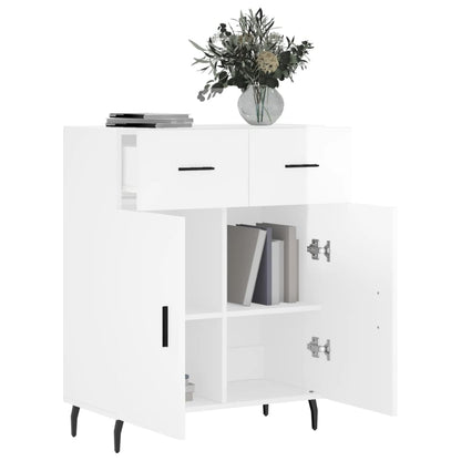 Dressoir 69,5X34X90 Cm Bewerkt Hout Hoogglans Wit
