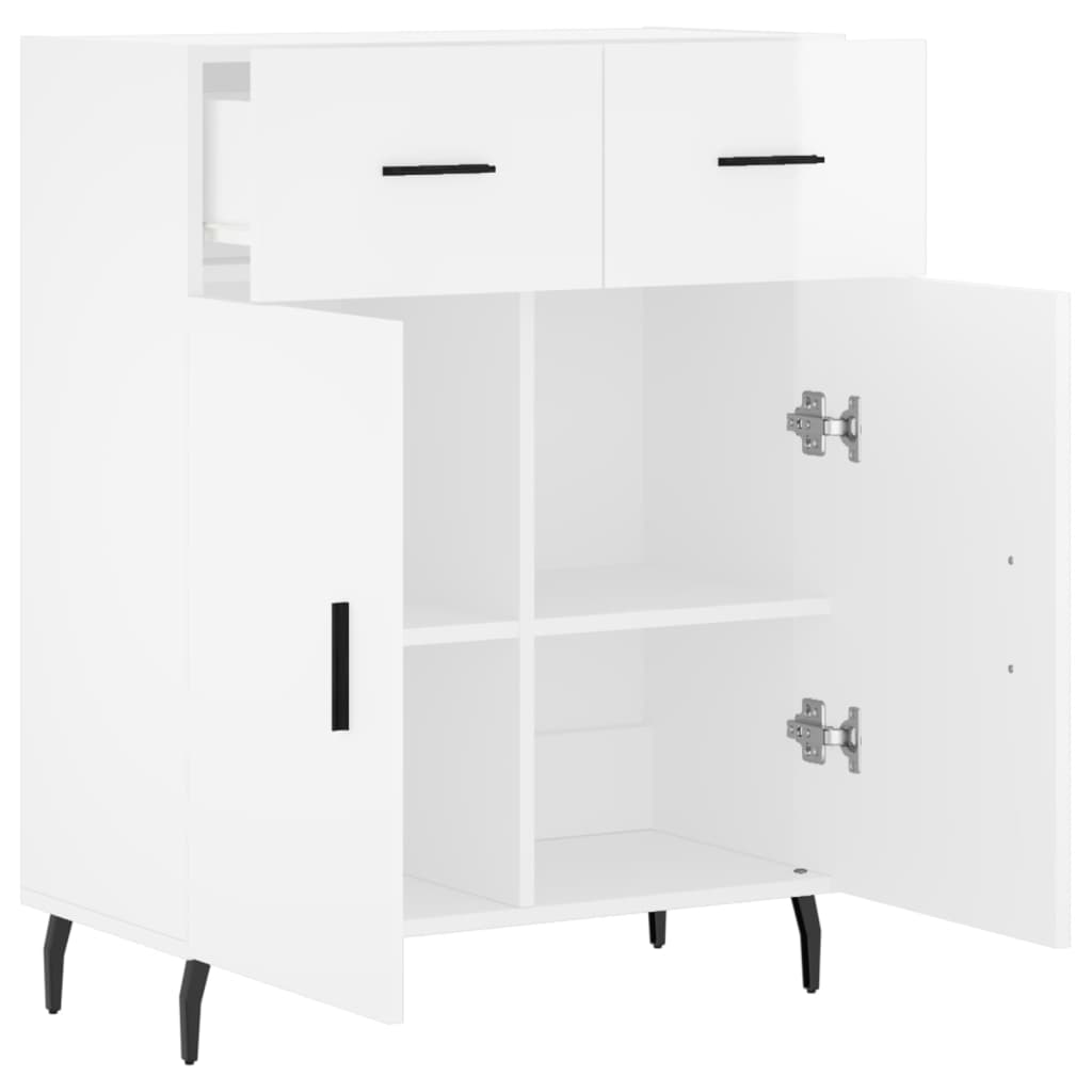 Dressoir 69,5X34X90 Cm Bewerkt Hout Hoogglans Wit