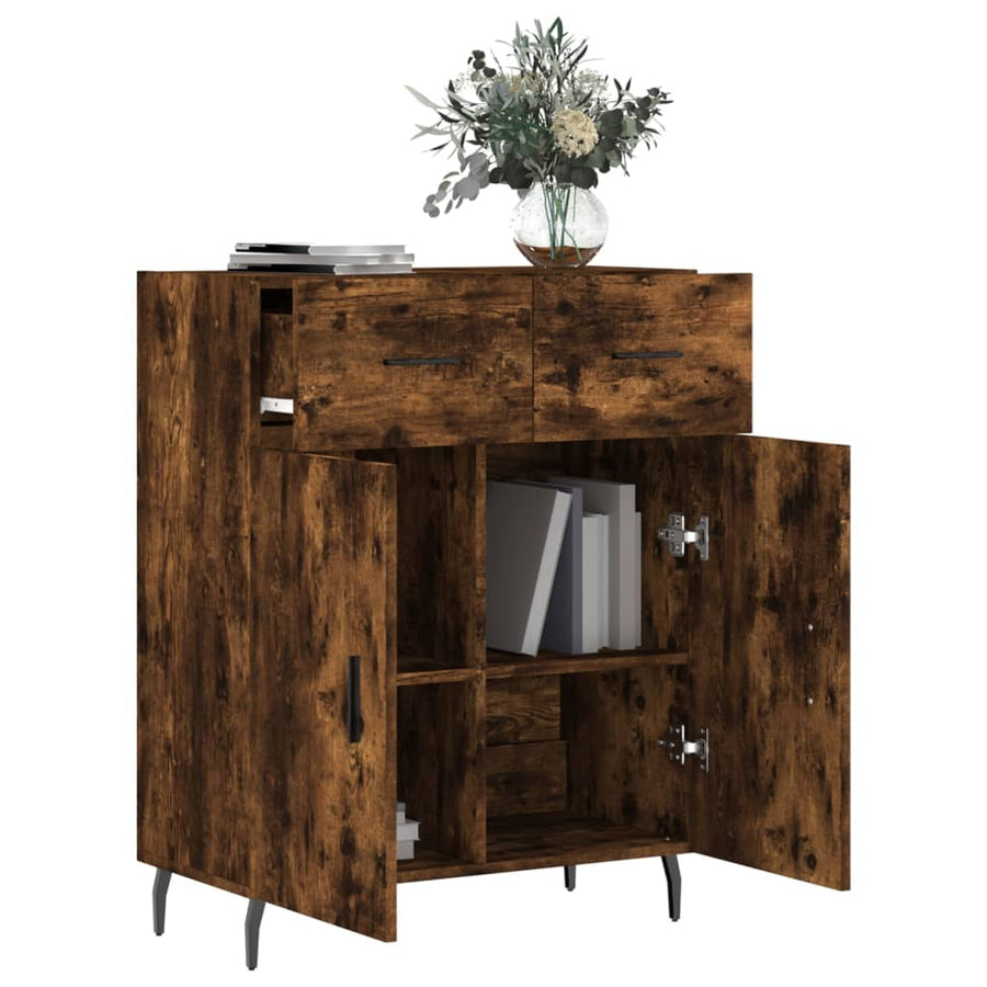 Dressoir 69,5X34X90 Cm Bewerkt Hout Kleurig Gerookt eiken