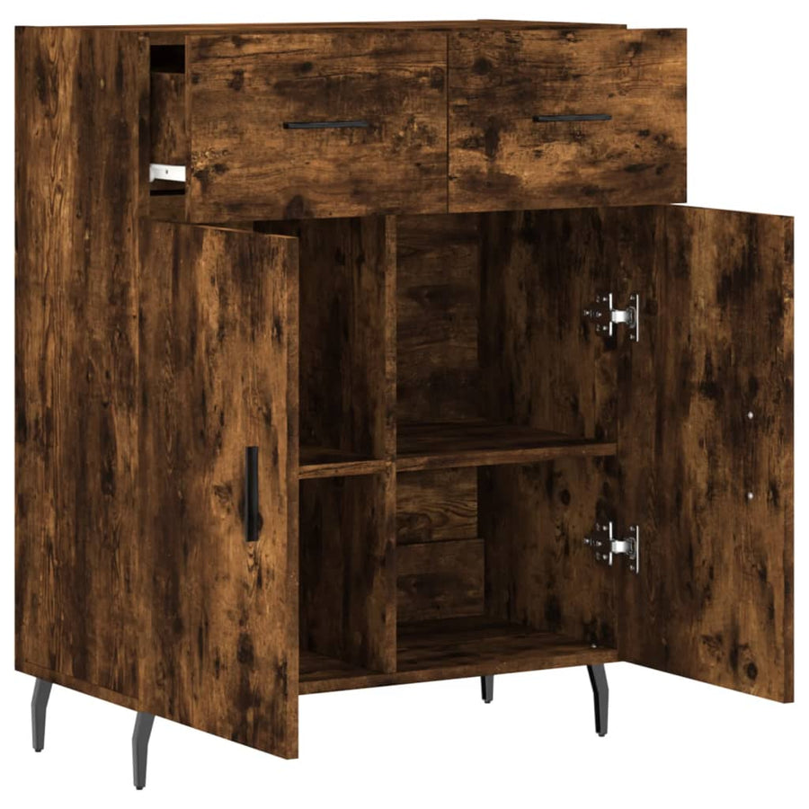 Dressoir 69,5X34X90 Cm Bewerkt Hout Kleurig Gerookt eiken