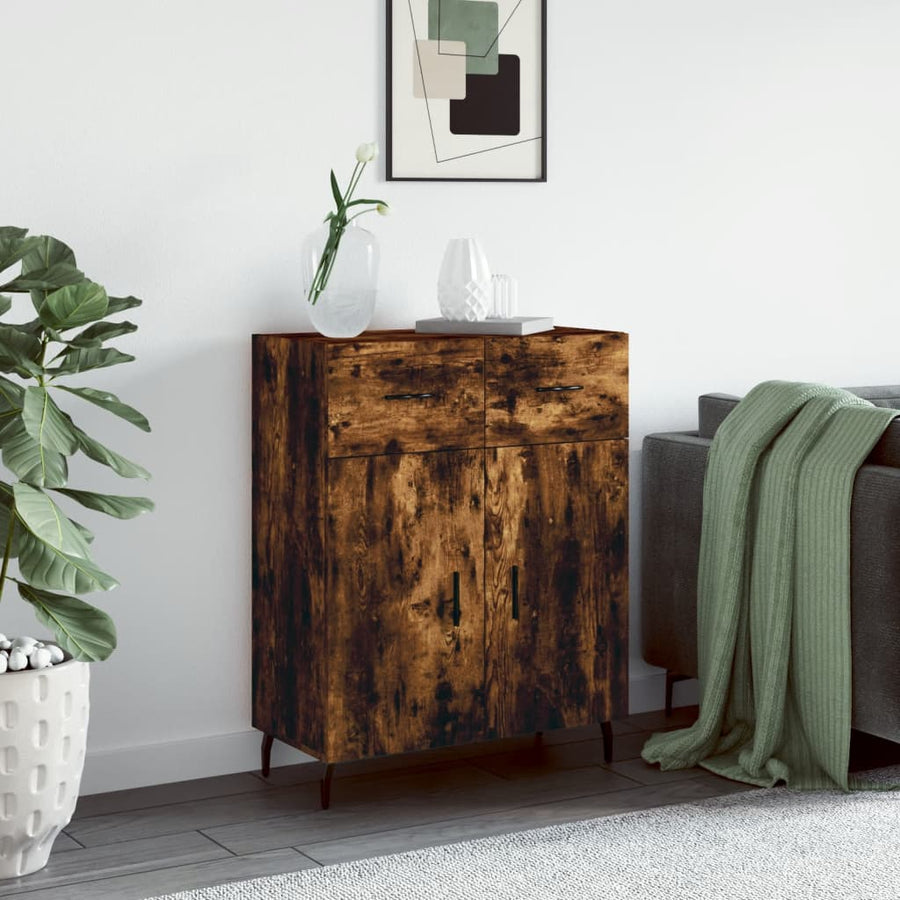 Dressoir 69,5X34X90 Cm Bewerkt Hout Kleurig Gerookt eiken