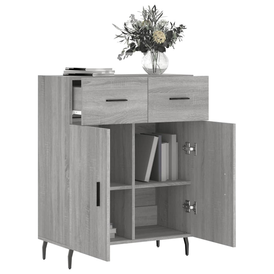 Dressoir 69,5X34X90 Cm Bewerkt Hout Eikenkleurig Grijs sonoma