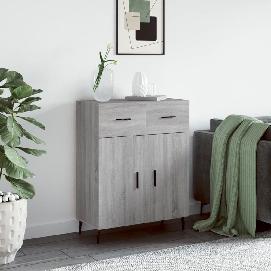 Dressoir 69,5X34X90 Cm Bewerkt Hout Eikenkleurig Grijs sonoma