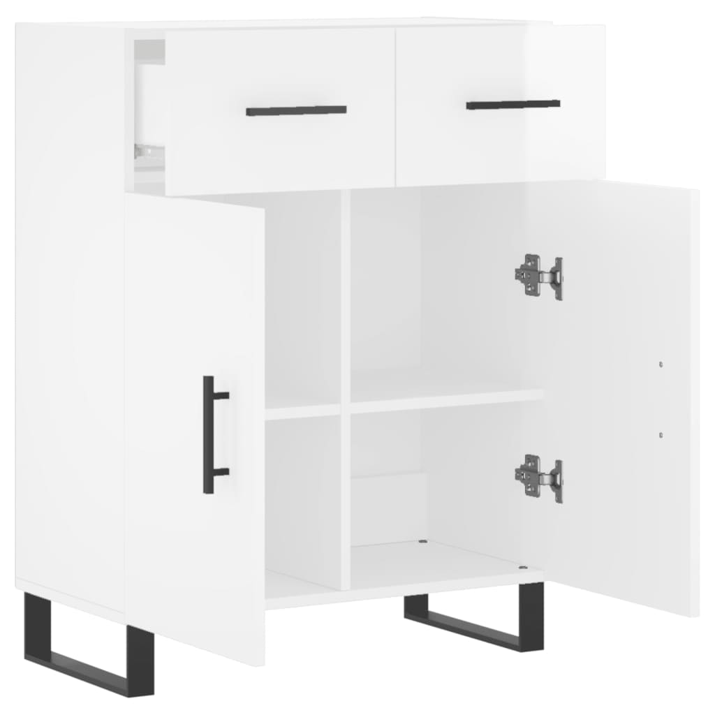 Dressoir 69,5X34X90 Cm Bewerkt Hout Hoogglans Wit