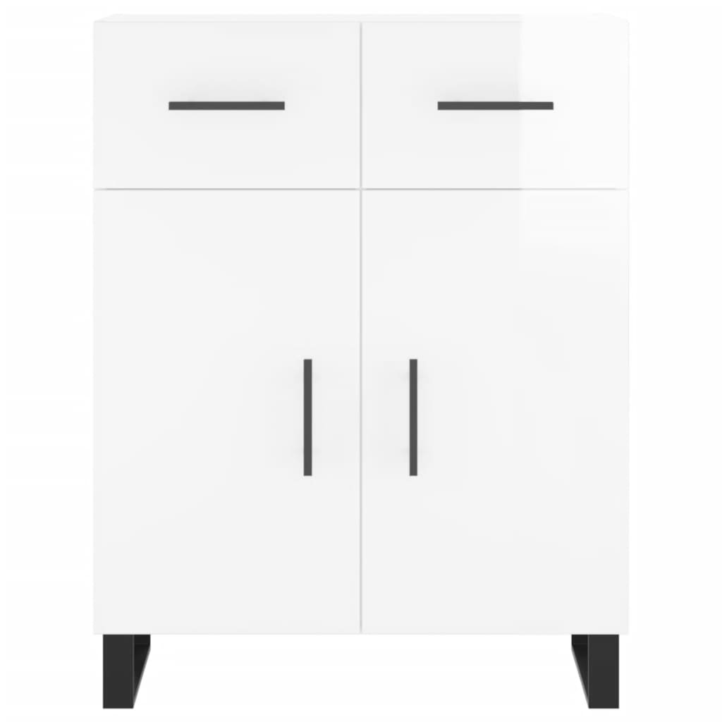 Dressoir 69,5X34X90 Cm Bewerkt Hout Hoogglans Wit