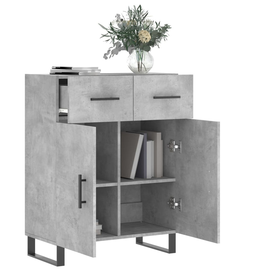 Dressoir 69,5X34X90 Cm Bewerkt Hout Betongrijs