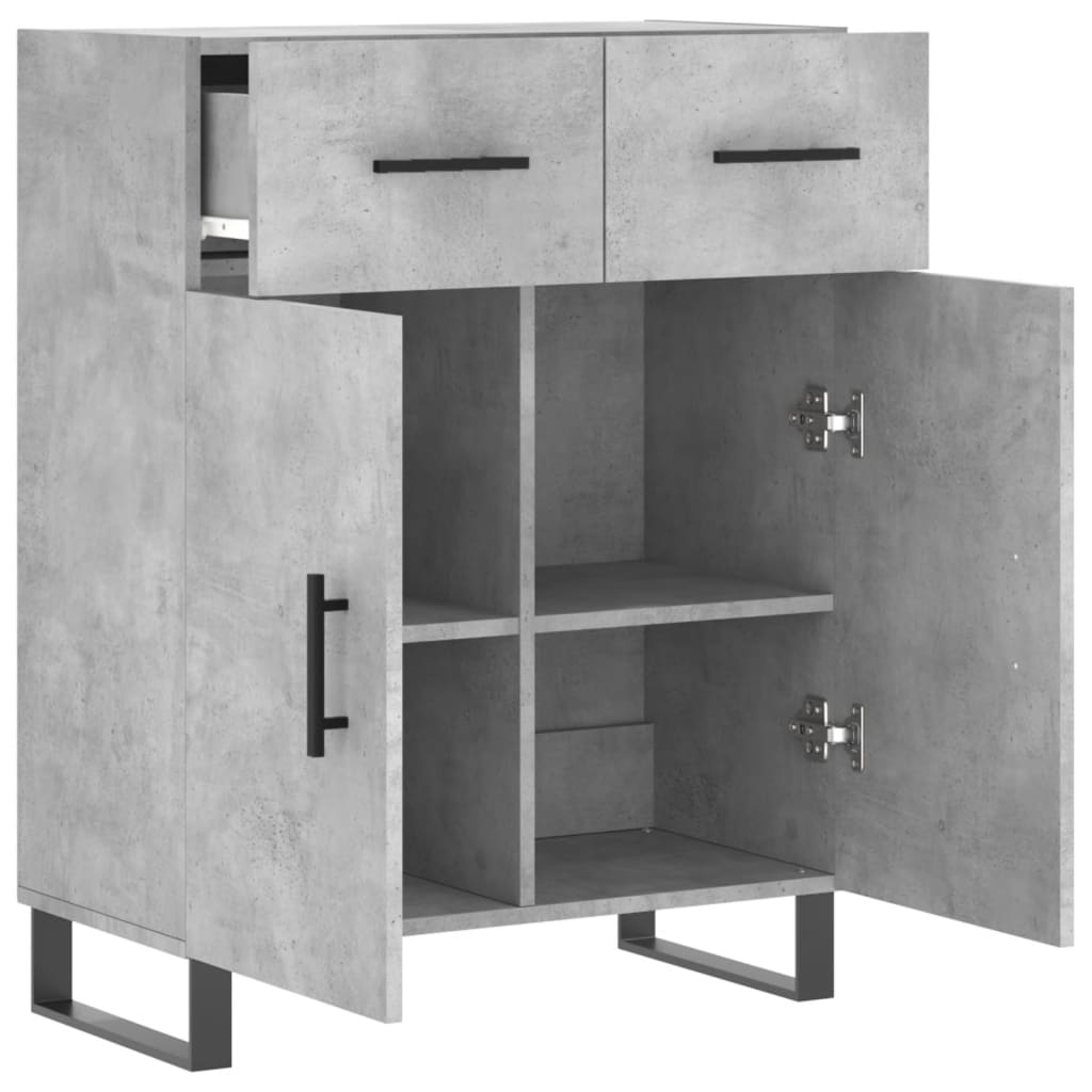 Dressoir 69,5X34X90 Cm Bewerkt Hout Betongrijs