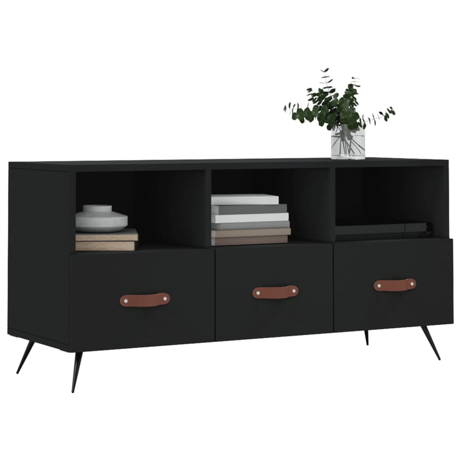 Tv-Meubel 02X36X50 Cm Bewerkt Hout Zwart