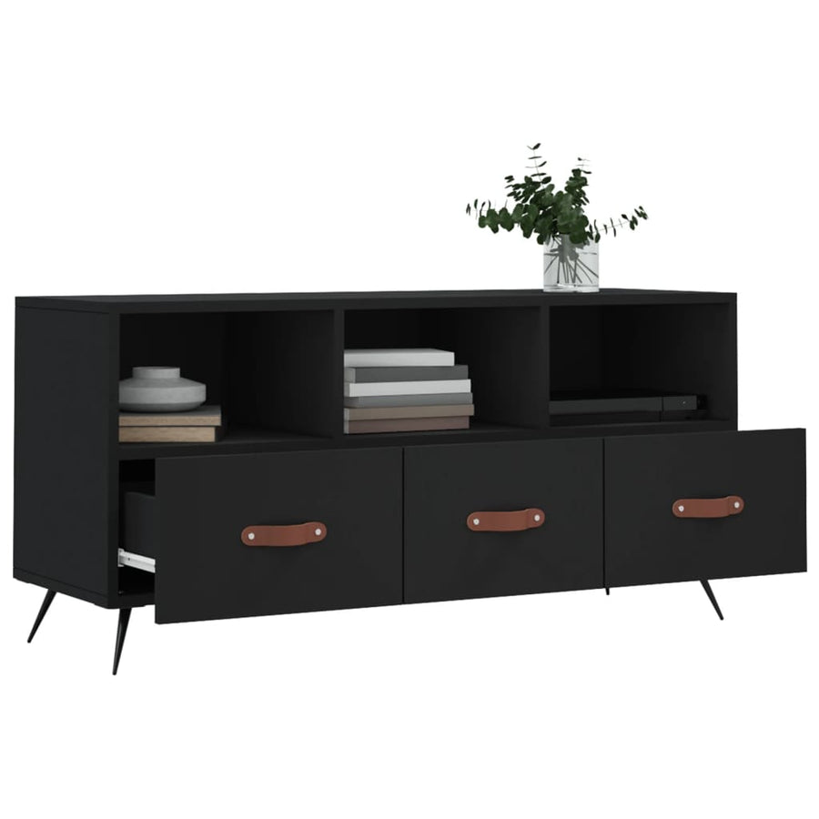 Tv-Meubel 02X36X50 Cm Bewerkt Hout Zwart
