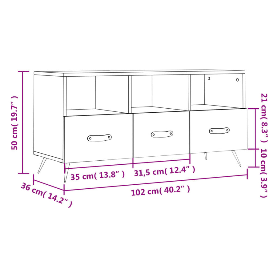 Tv-Meubel 02X36X50 Cm Bewerkt Hout Kleurig Sonoma eiken