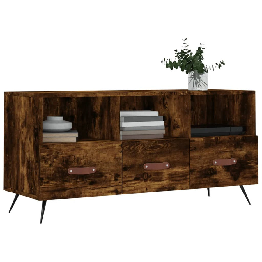 Tv-Meubel 02X36X50 Cm Bewerkt Hout Kleurig Gerookt eiken