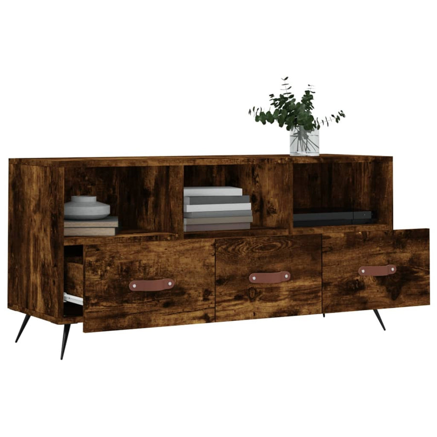 Tv-Meubel 02X36X50 Cm Bewerkt Hout Kleurig Gerookt eiken