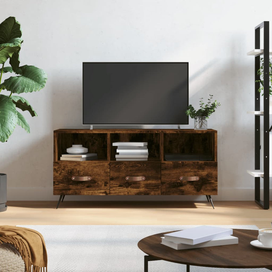 Tv-Meubel 02X36X50 Cm Bewerkt Hout Kleurig Gerookt eiken