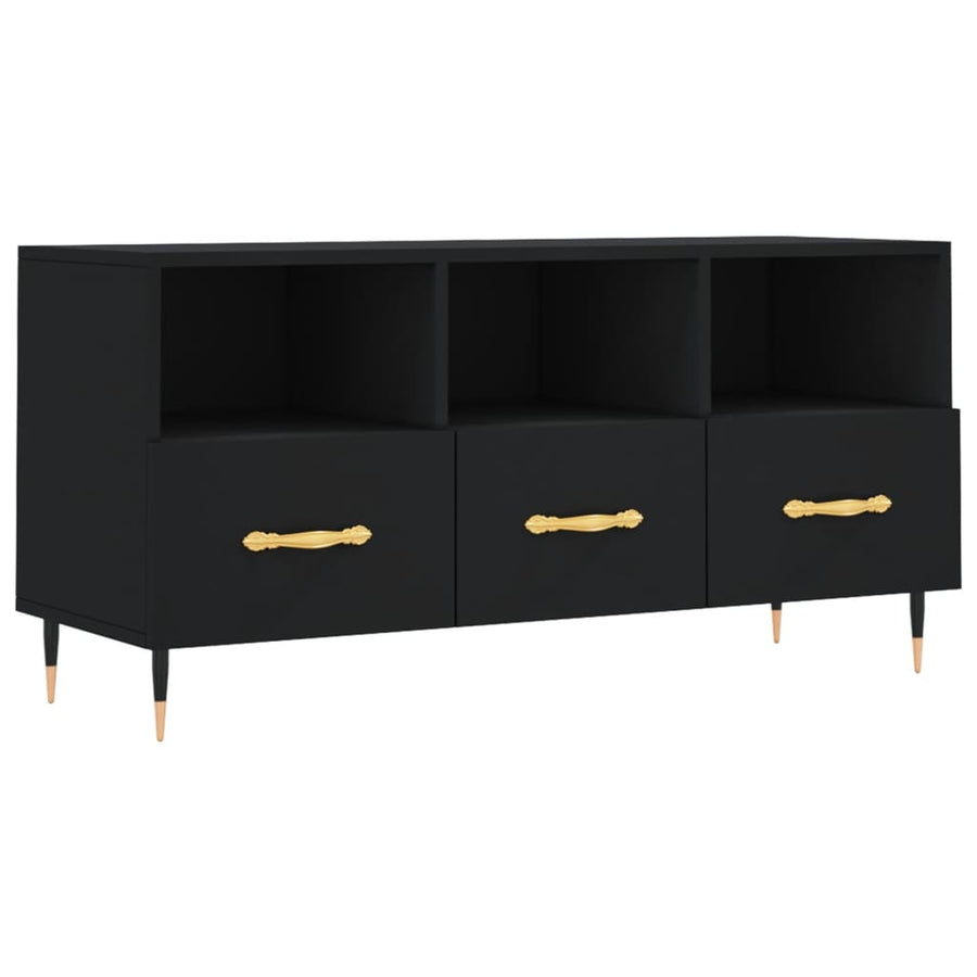 Tv-Meubel 02X36X50 Cm Bewerkt Hout Zwart