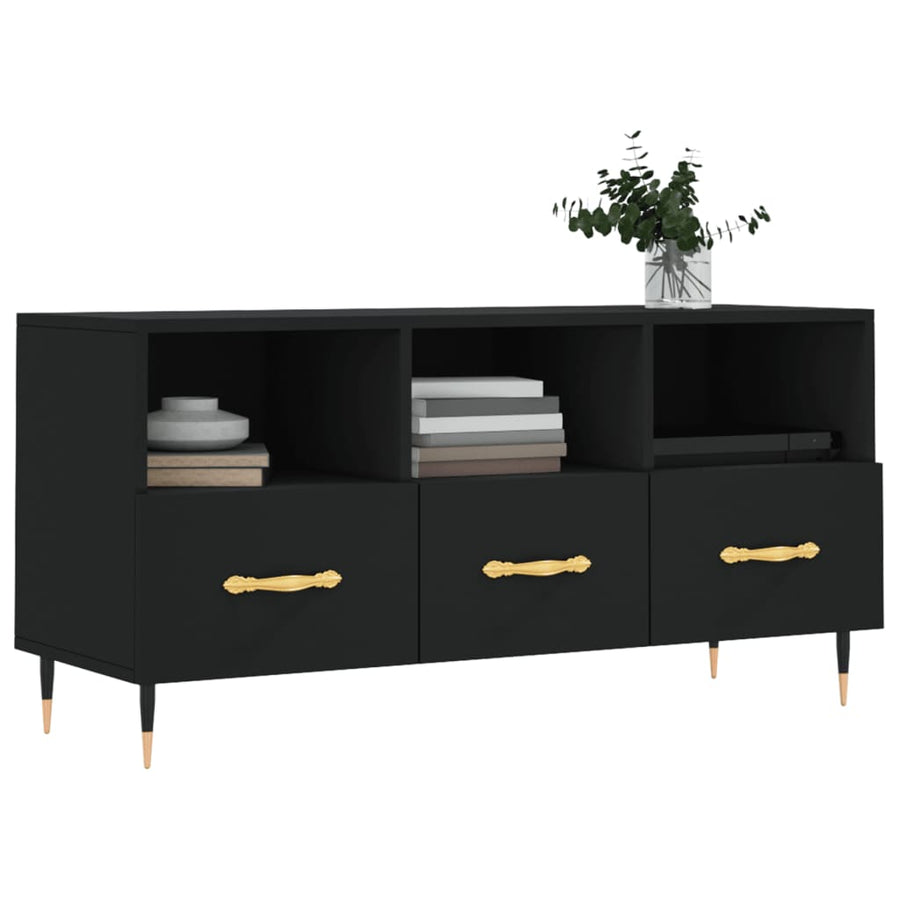 Tv-Meubel 02X36X50 Cm Bewerkt Hout Zwart