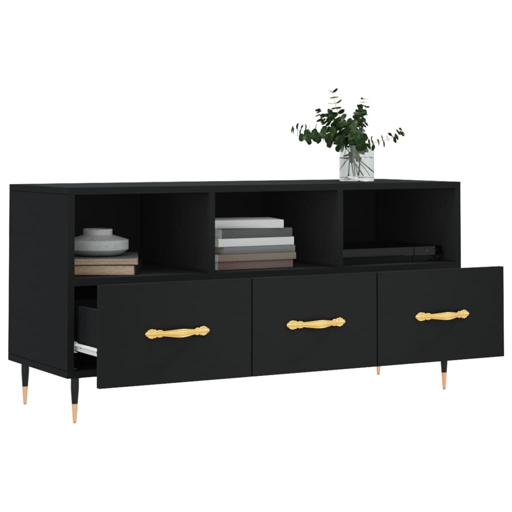 Tv-Meubel 02X36X50 Cm Bewerkt Hout Zwart
