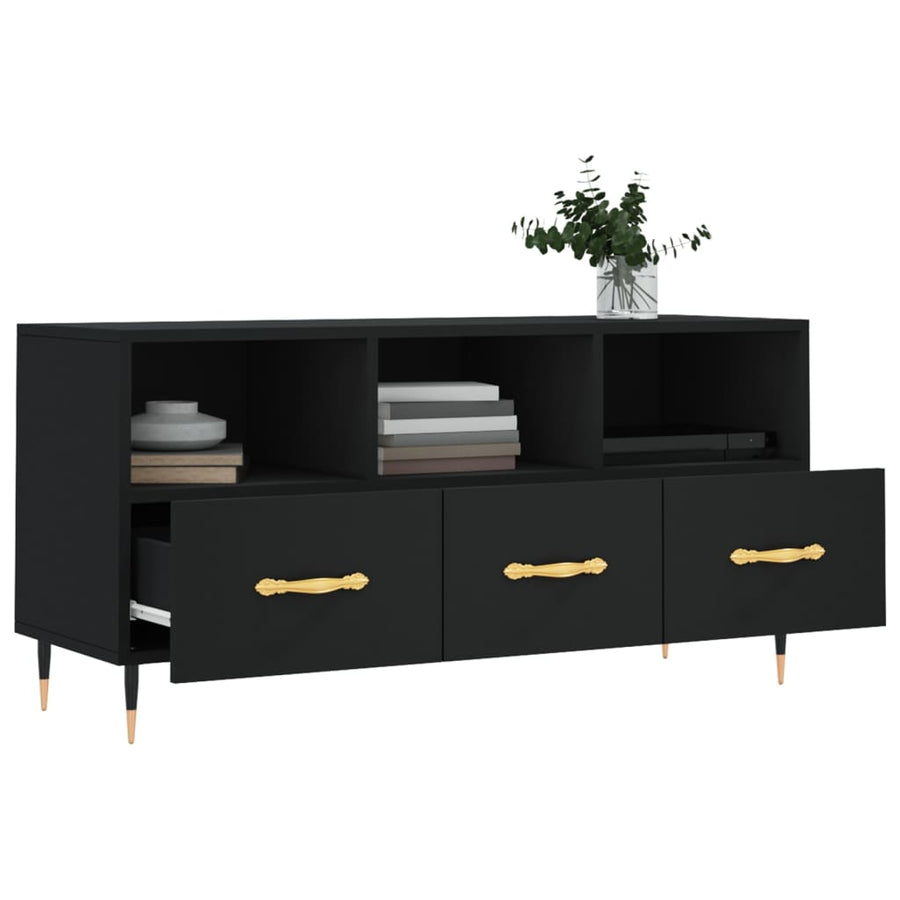 Tv-Meubel 02X36X50 Cm Bewerkt Hout Zwart