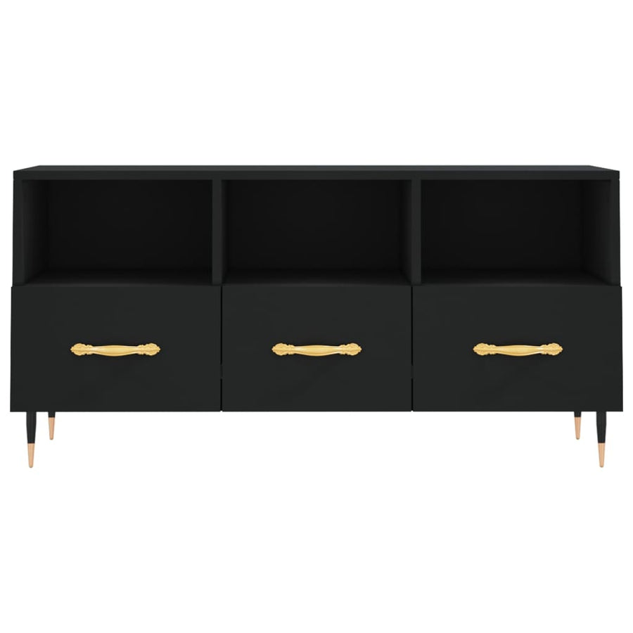Tv-Meubel 02X36X50 Cm Bewerkt Hout Zwart