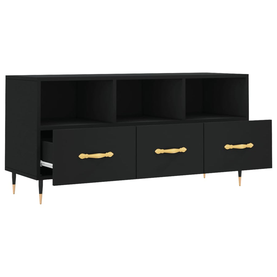Tv-Meubel 02X36X50 Cm Bewerkt Hout Zwart