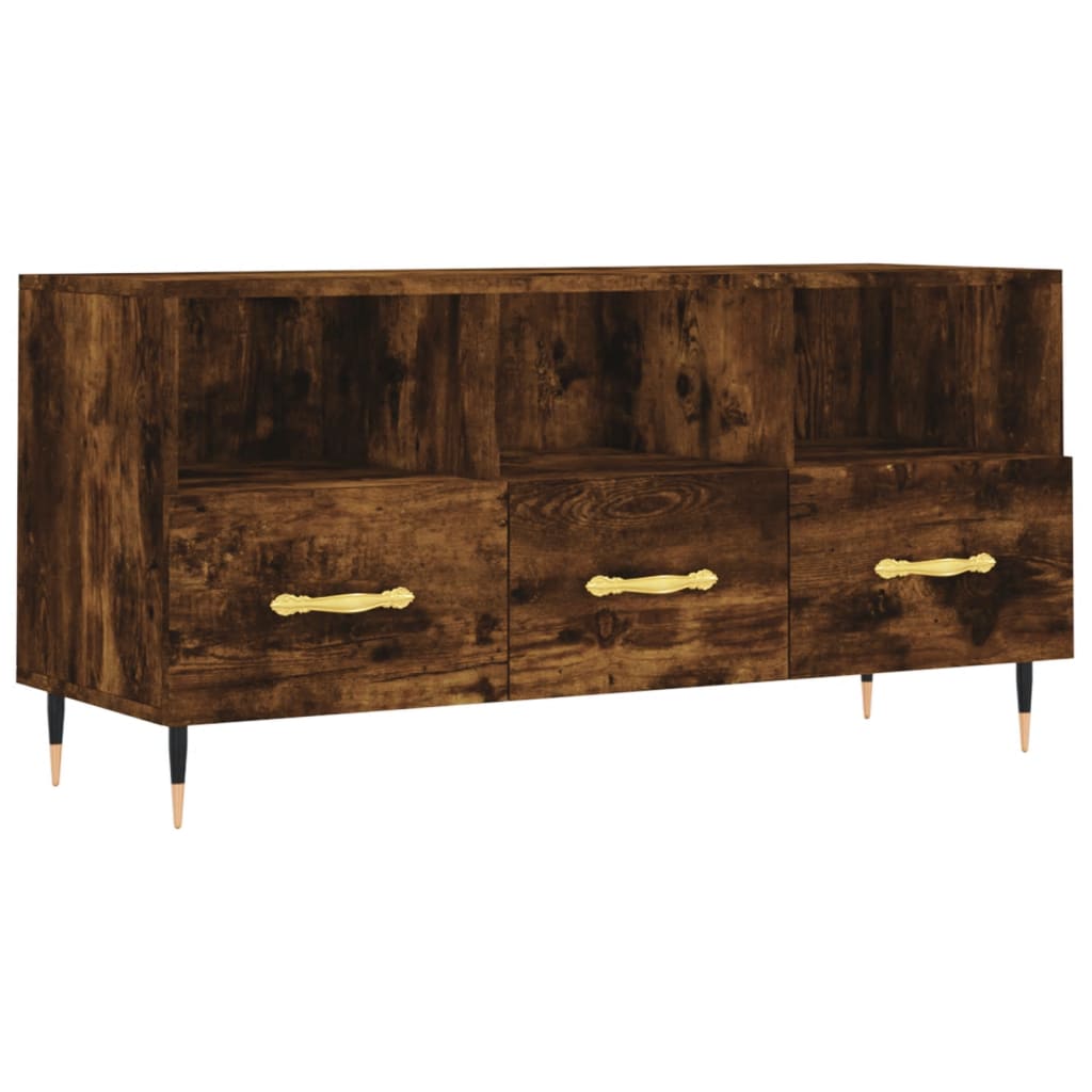 Tv-Meubel 02X36X50 Cm Bewerkt Hout Kleurig Gerookt eiken
