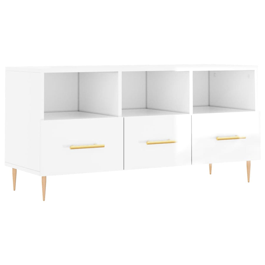 Tv-Meubel 02X36X50 Cm Bewerkt Hout Hoogglans wit