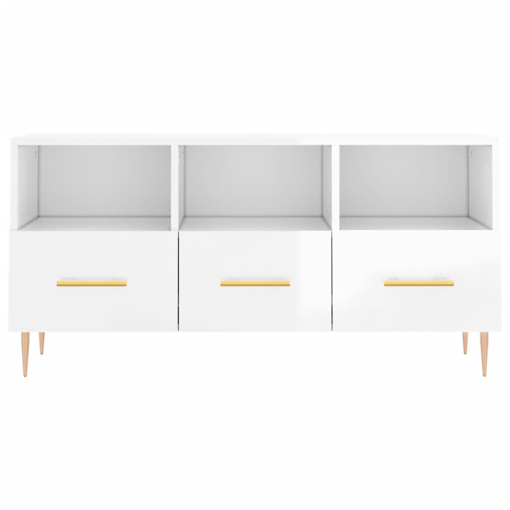 Tv-Meubel 02X36X50 Cm Bewerkt Hout Hoogglans wit