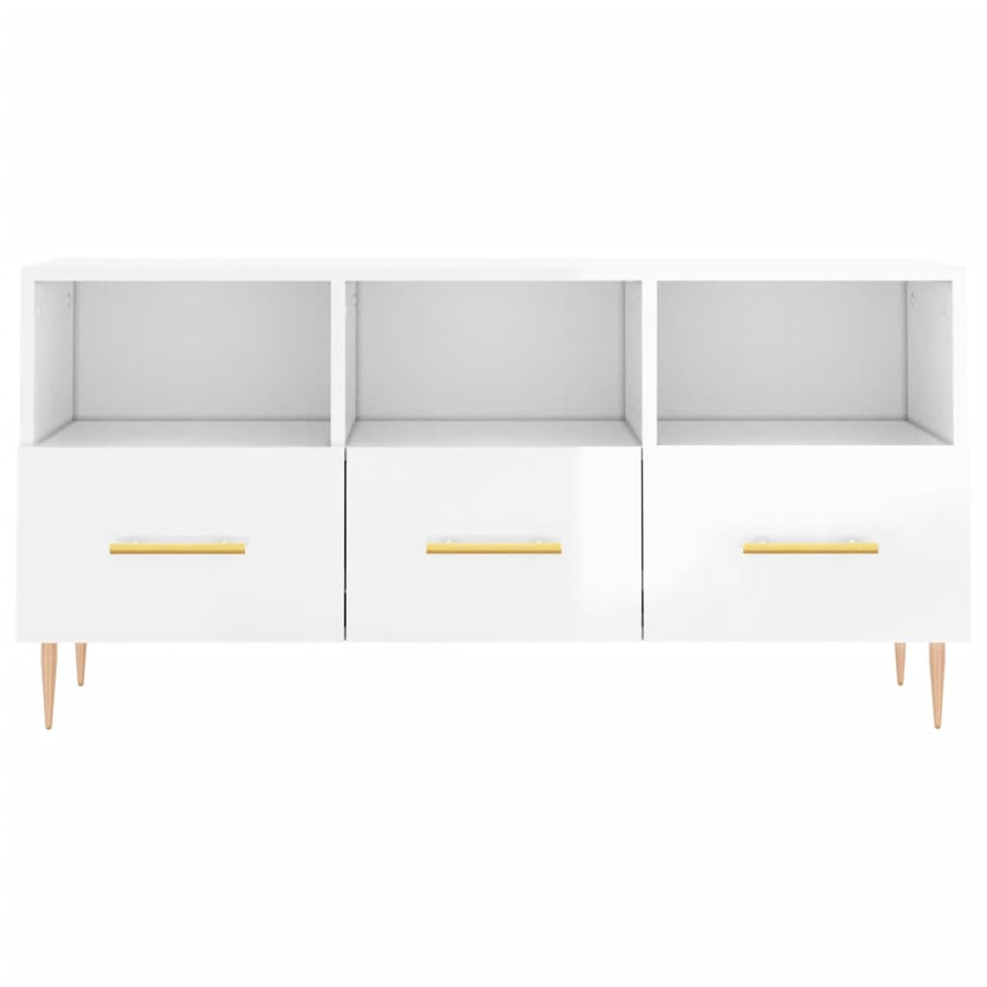 Tv-Meubel 02X36X50 Cm Bewerkt Hout Hoogglans wit